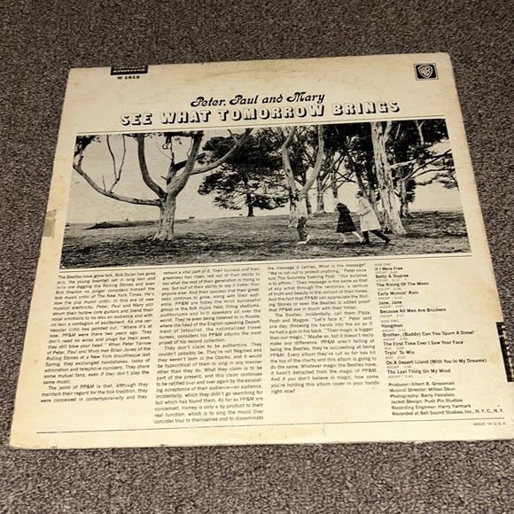 **6/$20** Peter, Paul & Mary LP Vinyl Record See What Tomorrow Brings, WS 1615 - Picture 4 of 4